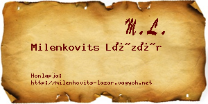 Milenkovits Lázár névjegykártya